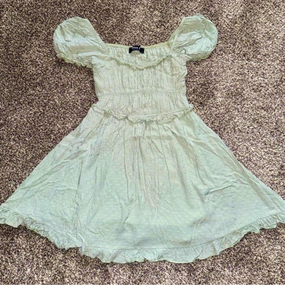Free People Kids Pale Green Puff Sleeve Smocked Dress